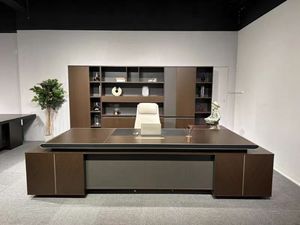 Bureau de direction moderne en forme de L, table de patron réversible en <span class=keywords><strong>bois</strong></span> avec rangement verrouillable, mobilier de bureau de luxe - Product Image 1