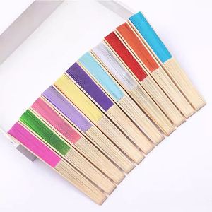 Wholesale STOCK DIY Wedding Child Festival <b>Folding</b> Bamboo Handfan Wooden Hand Held White Paper Fans - Product Image 2