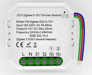 2组智能灯开关调光器模块Zigbee 0-10v，带色温可调光墙壁开关