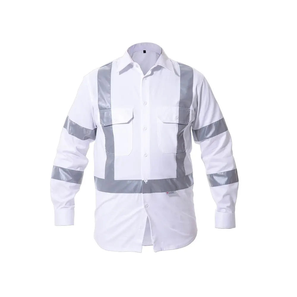 Vente en gros, prix Direct d'usine, chemise de travail 100% coton, vêtements de travail de sécurité avec bande réfléchissante pour hommes