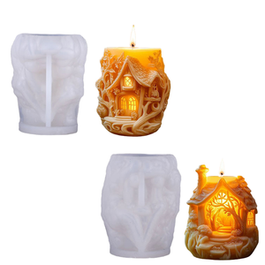 Weihnachtliche Silikonform für Baumhaus-Dekoration, DIY-Handwerk, Duftkerzen, Wachs, Gips, Heimdekoration - Product Image 1