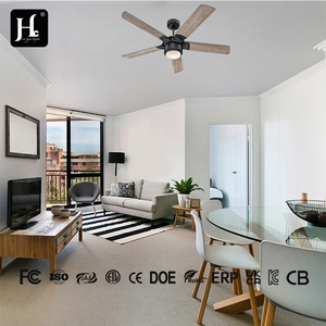5 Wooden Blade Traditional Style <b>Ceiling</b> Fan <b>Light</b> with Remote Control <b>LED</b> <b>Bedroom</b> Fan with <b>Light</b> - Product Image 3