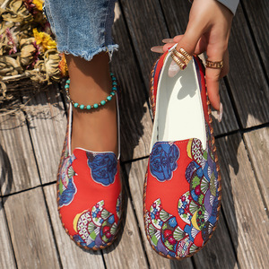 QLFashion cousu à la main à semelle souple chaussures décontractées femmes 2025 nouveau Style ethnique imprimé femmes 231 - Product Image 1