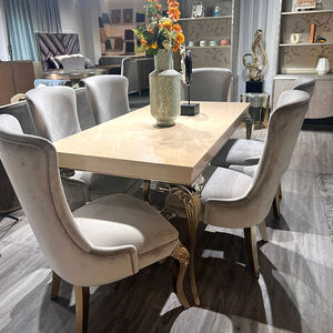 Ghế ăn sang trọng Châu Âu chạm khắc ghế gỗ rắn với chi tiết trang trí công phu nhung bọc phong cách thiết kế hiện đại - Product Image 5