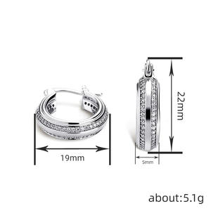 Pendientes de Aro Chapados en Oro Blanco de 22k con Cristales Redondos de Corte Brillante y Engaste de Canal, Joyería Fina para Uso Diario de Mujer - Product Image 5