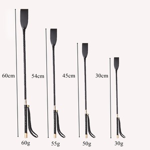 แส้หนัง PU สีดำขนาด 54-60 ซม. สำหรับการตีเบาๆ หรือใช้เป็นแส้ยาวสำหรับการเล่นบทบาททาส BDSM อุปกรณ์พันธนาการ ของเล่นทางเพศสำหรับผู้หญิง ผู้ใหญ่ <span class=keywords><strong>เกม</strong></span>ส์ SM - Product Image 2