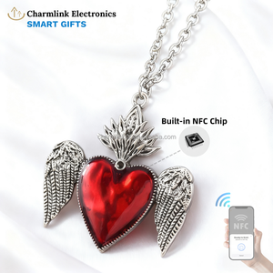 Nuevo collar NFC, colgante de corazón de Ángel NFC, regalos RFID de 13,56 MHz, colgante de Metal inteligente NFC, etiqueta RFID en forma de corazón - Product Image 1