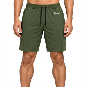 <b>Men's</b> Green Quick Dry Bermuda <b>Shorts</b> with Drawstring Waist and Front Logo Casual Fit Solid Color Casual Sweat <b>Shorts</b> for <b>Men</b> - Product Image 1