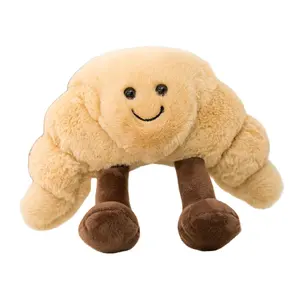 Wholesale Custom Super Soft Plush Pillow Bread Stuffed Bread Croissant Toast Dog Squeaky Toys