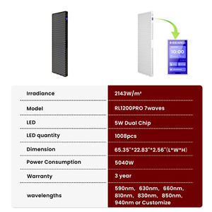 Ideatherapy App Điều Khiển Rl1200pro Tốt Nhất Người Bán Hồng Ngoại Màu Đỏ Đầy Đủ Cơ Thể Điều Trị Ánh Sáng Màu Đỏ Bảng Điều Chỉnh 3600W Liệu Pháp Màu Đỏ Bảng Điều Chỉnh Ánh Sáng - Product Image 4