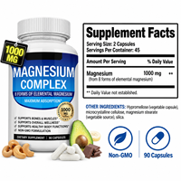 Vente en gros de capsules de complexe de magnésium 90% personnalisables, soutien digestif, supplément d'énergie naturelle, fabricant de marques privées