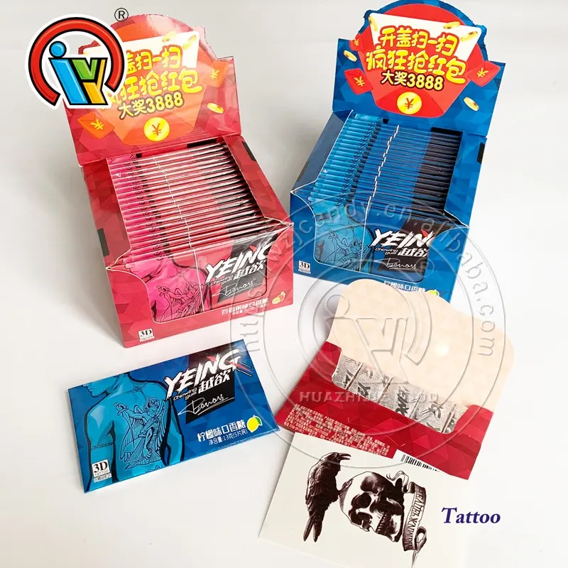 Китайский производитель, жевательная резинка, фруктовая резинка 5 в 1 с татуировкой