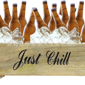 Large wooden <b>wine</b> cooling <b>container</b>, solid wood ice bucket, American retro style beer and <b>wine</b> ice cube bucket, wooden barrel. - Product Image 5