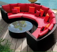 Modernes Garten-Schnitts ofa Rattan Halbrundes Set für den Innenhof Hotel oder Außen gebrauch