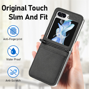 <span class=keywords><strong>Coque</strong></span> en cuir litchi de luxe pour Samsung Zflip6 couleur unie Zflip5 porte-carte étui en cuir PU housse de protection pour téléphone portable - Product Image 6