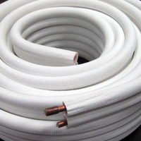 Kit de tubes en cuivre de 10 pieds (1/4" et 3/8" DE), avec isolation en PE blanche épaissie de 3/8" en bobine, écrous et kit d'installation pour climatisation