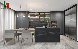 Set di <span class=keywords><strong>Mobili</strong></span> da <span class=keywords><strong>Cucina</strong></span> Moderni Personalizzati con Piani di Lavoro in Laminato e Ripiani Aperti per Appartamenti - Product Image 5