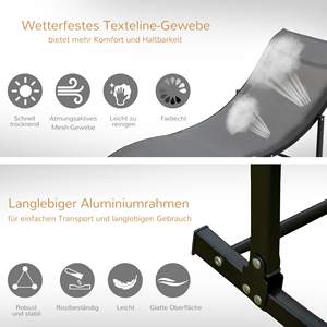 استراحة من الألومنيوم للاسترخاء في الهواء الطلق مع كرسي لحديقة وفناء واسترخاء على شاطئ البحر قابل للطي - Product Image 6