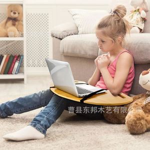 Bamboo Laptop Tray Foldable Curved Lap Desk For Home Office <b>Desktop</b> Use - Product Image 2