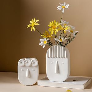Vase en verre nordique JOYWOOD pour arrangement floral hydroponique, décoration moderne vintage pour la maison, poterie blanche - Product Image 3