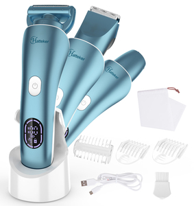 HT-578 Depiladora Eléctrica 3 en 1 para Mujer, Afeitadora para Rostro, Cuerpo y Bikini, Recargable por USB, IPX6 Azul - Product Image 1
