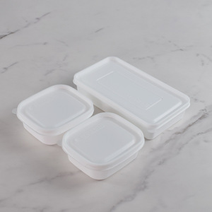 Recipientes desechables para alimentos, cuadrados, de plástico blanco con tapa, aptos para microondas, para preparación de comidas, comida para llevar, loncheras tipo bento, 200-400 ml - Product Image 2