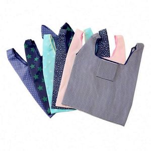 Recyclable Eco-friendly Washable <b>Folding</b> Grocery Bags Reusable Pocket Bag Foldable Shopping Bag With Custom Printed Logo - Product Image 5