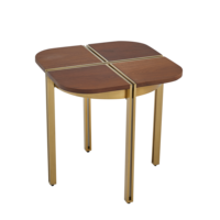 Table d'appoint en bois de style traditionnel minimaliste de luxe léger avec pieds en métal doré, design antique