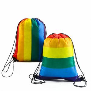 Wholesale Custom Promotional Sportpacks Waterproof Durable Gym Bags Polyester <b>Drawstring</b> <b>Backpack</b> Rainbow Pride Digital Printed - Product Image 4