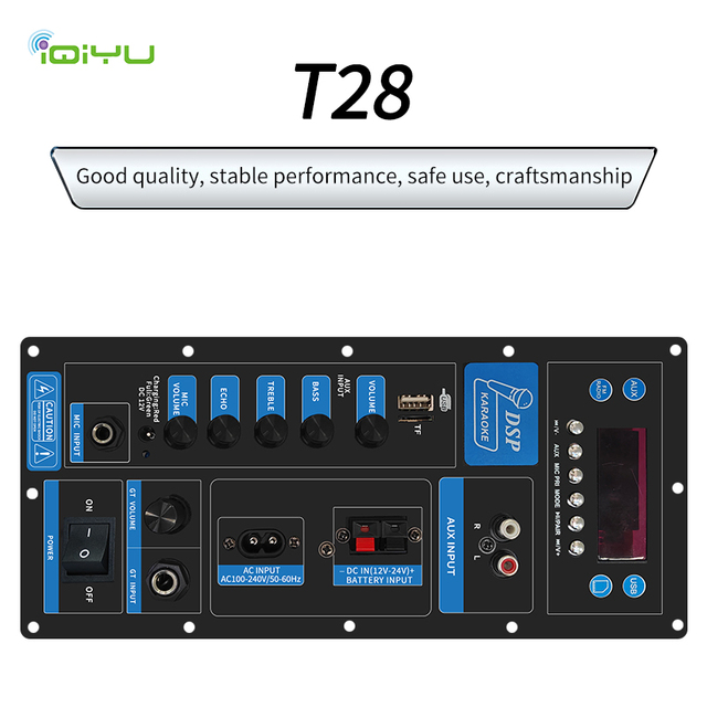 T28 60W HI-FI Bluetooth Amplifier Board Subwoofer Karaoke Rechargeable