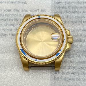 Boîtier automatique en acier inoxydable 316L doré de 40 mm pour NH34 <span class=keywords><strong>NH35</strong></span> NH36 - NH34 GMT <span class=keywords><strong>Seiko</strong></span> <span class=keywords><strong>Mod</strong></span> 316L en acier inoxydable avec verre saphir - Product Image 2