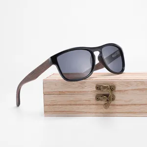 Brand Men Sun Glasses Polarized Transparent Wooden Sunglasses Walnut Wood Temples Sunglasses