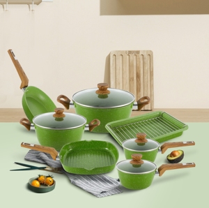 Nấu Ăn nồi đặt không dính <span class=keywords><strong>Cookware</strong></span> tốt nhất Granite <span class=keywords><strong>Cookware</strong></span> Set Caraway không dính gốm <span class=keywords><strong>Cookware</strong></span> Set 12 Piece nồi - Product Image 1