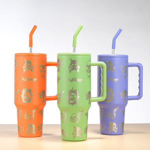 Hot bán Halloween Chủ Đề Thiết kế ly thép không gỉ cách nhiệt lạnh <span class=keywords><strong>cup</strong></span> với xử lý 40oz Tumblers với rơm và nắp - Product Image 2
