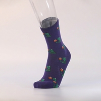 Chaussettes mi-hautes tendance en coton pour hommes, brodées, antibactériennes, à motifs animaux, couleurs contrastées, pour l'automne