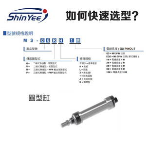 Sensor de interruptor magnético ShinYee MS-13R con cable de 1 m para aplicaciones en cilindros - Product Image 1