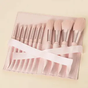 2023 Hot Selling Complete Customize Angled Pink Premium Cosmetic Brush 11 Set Makeup Brushes