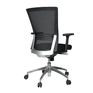 Black Swivel Office Seat Computer Mesh Task Aluminum Upholstery Home Office Chair