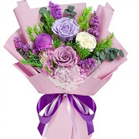 Bouquet de fleurs préservées, roses, hortensias, eucalyptus - Longue durée, éternelles, pour anniversaire, fête des mères, Noël, cadeaux d'anniversaire de mariage
