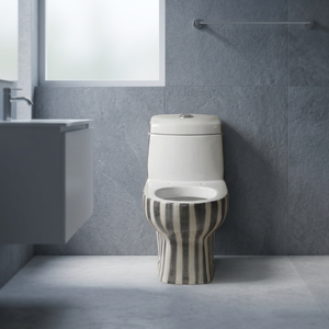 WC monobloc en céramique Vistaar double couleur, cuvette carrée, réservoir encastré, chasse d'eau à double jet, fixation au sol - Product Image 2