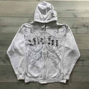 Custom Streetwear Vintage Floral Pattern SKIN Graphic Zip up Hoodie Men's Women's Casual Printed Hoodies - Product Image 1