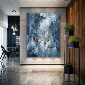 Tiefblaue handgemalte moderne Wand kunst Bild handgemachte abstrakte Malerei Ölgemälde auf Leinwand - Product Image 5