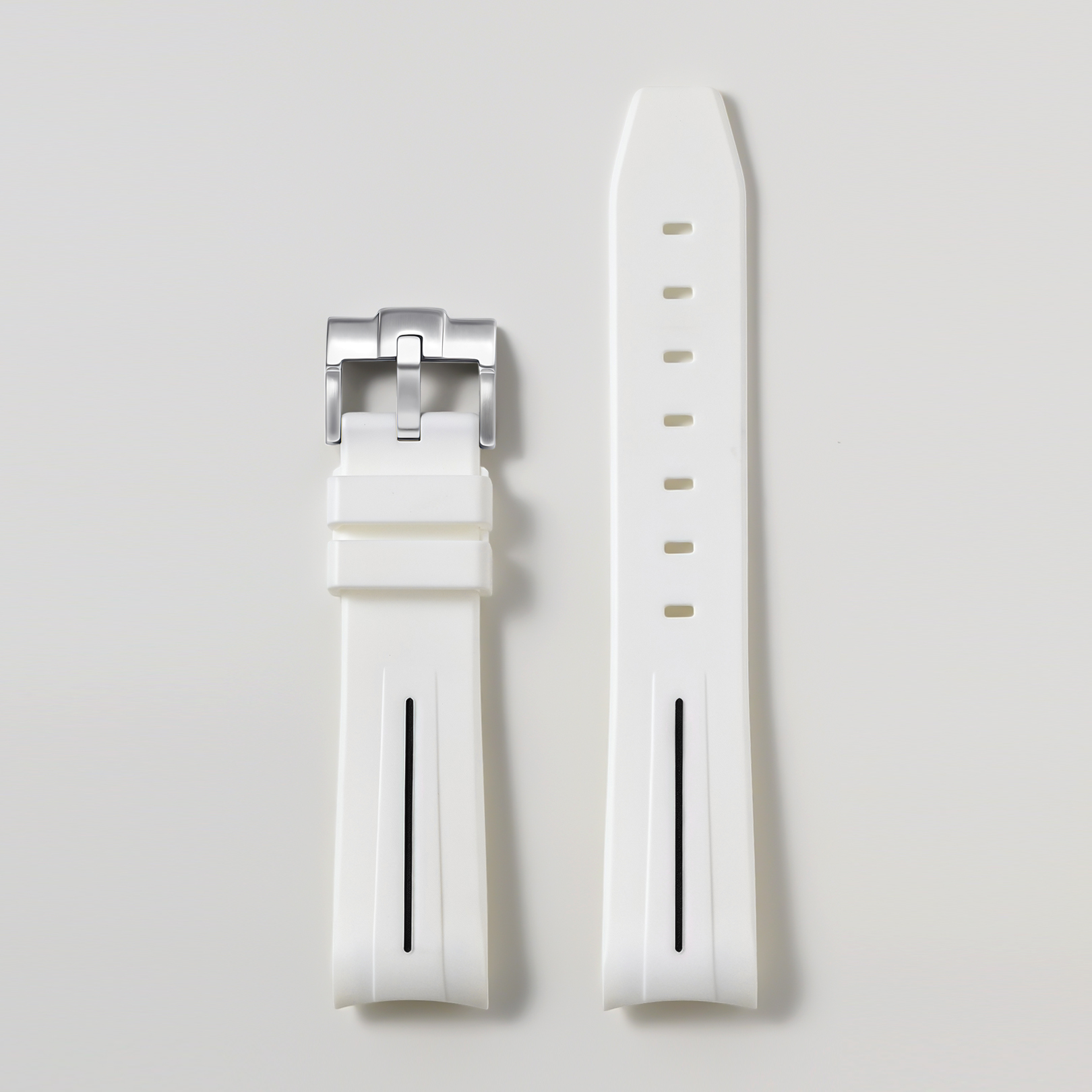 Ligne blanche + noire + boucle argentée