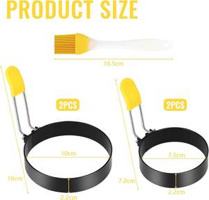 Offre Spéciale : Moule à œufs en acier inoxydable avec poignée en silicone, lot de 2 moules ronds pour petit-déjeuner, outil de cuisson domestique - Product Image 2