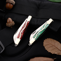 Mini couteau pliant en acier inoxydable, qualité industrielle OEM, outil de camping de poche EDC, manche en laiton et acrylique, haute dureté