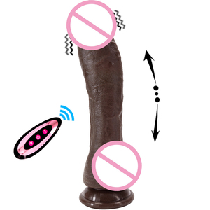 Vibromasseur télescopique réaliste XXL à télécommande, avec fonctions de poussée et de chauffage, pour stimulation du point G et anale, pour femmes - Product Image 1