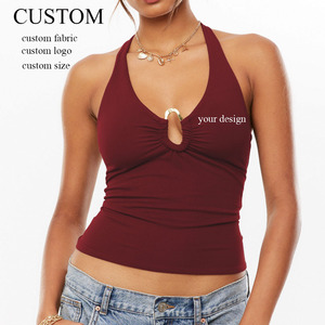 เสื้อกล้ามทรงเข้ารูปสไตล์ Y2K สำหรับผู้หญิง ดีไซน์เก๋ไก๋แบบสาวฮอต ตกแต่งหัวเข็มขัดโลหะเว้าหลัง ไม่มีแขน - Product Image 1