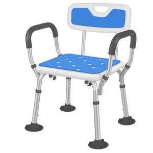 Silla de baño para discapacitados, silla de baño de aleación de aluminio, altura ajustable, silla de ducha antideslizante para ancianos