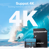 Carte Mini SD Supersonic Y600A haute vitesse 32 Go-256 Go en plastique V30 certifiée CE RoHS FCC pour téléphones et ordinateurs