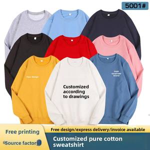 Sudaderas personalizadas de cuello redondo de algodón puro para grupos, impresión gratuita de texto y logotipos, ropa de trabajo para primavera y otoño - Product Image 1